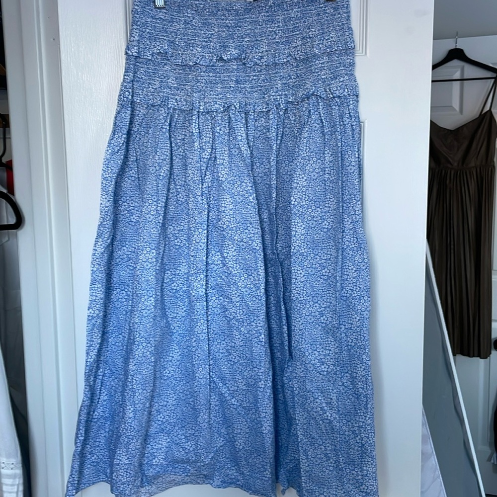 JCrew Blue and White Floral Skirt - cotton